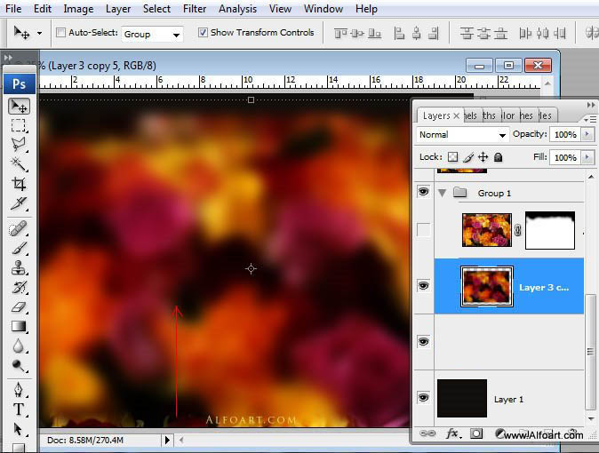 Beautiful digital Roses bouquet splash effect in Photoshop